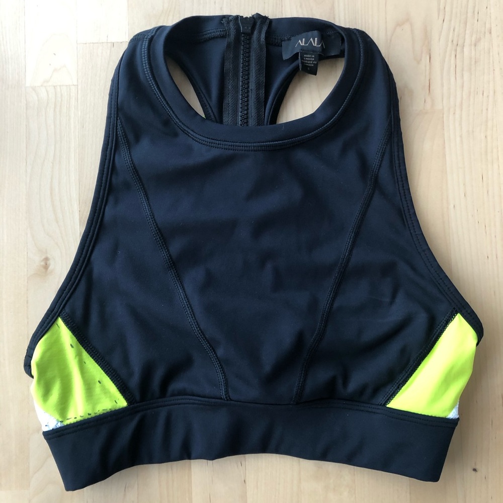 New Alala High Neck Zip Back Bra / crop top Sz S